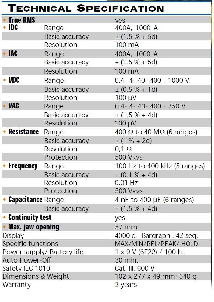 Sefram MW3105 Specificatii tehnice